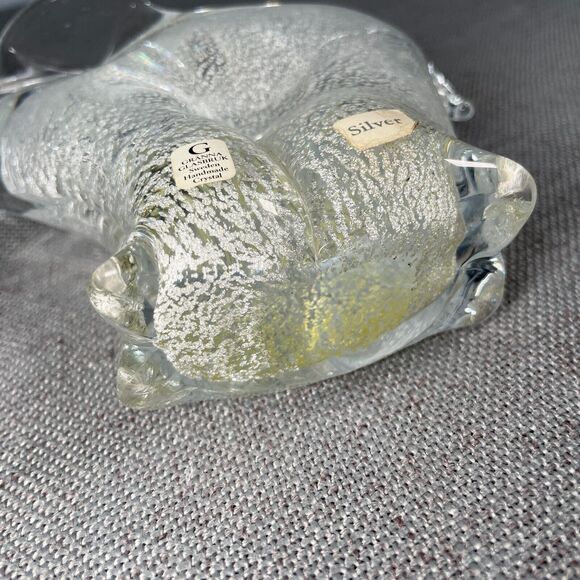 Art Glass Elephant Paperweight Silver Granna Glasbruk Sweden Handmade Signed - Picture 11 of 11